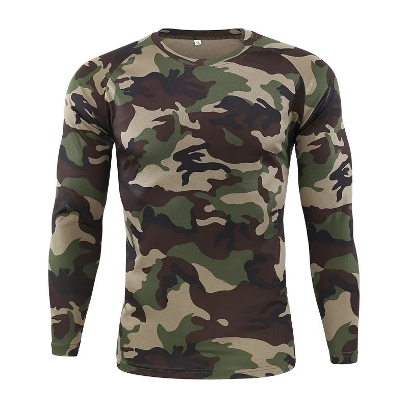Clothing Autumn Spring Men Long Sleeve Tactical Camouflage T-shirt camisa masculina Quick Dry Hunting shirt 250217