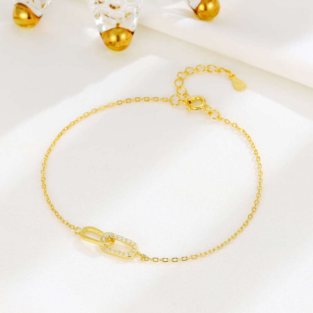 S pure sier Mobius ins style niche temperament jewelry versatile simple double ring bracelet for women