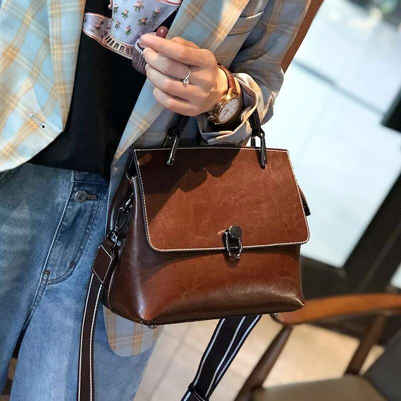 Hifashion Oil Wax Cowhide Genuine Leather Shoulder Crossbody Bags For Women New 2024 Trend Designer Short Handle Ladies Handbags