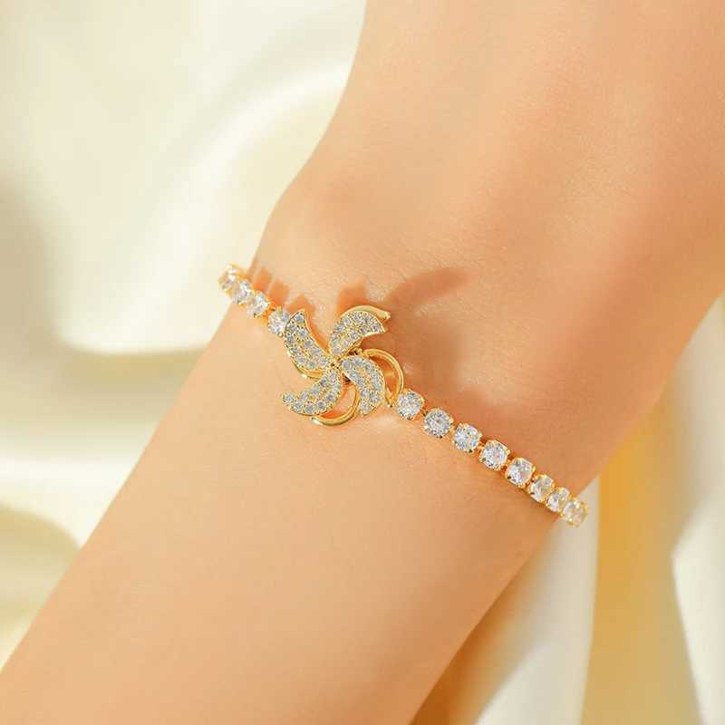 Earrings Necklace Wedding Jewelry Sets GANEMLY 316L Stainless Steel Rotating Windmill Zircon Bracelet Set For Women New Trendy Lady Gift Waterproof H2