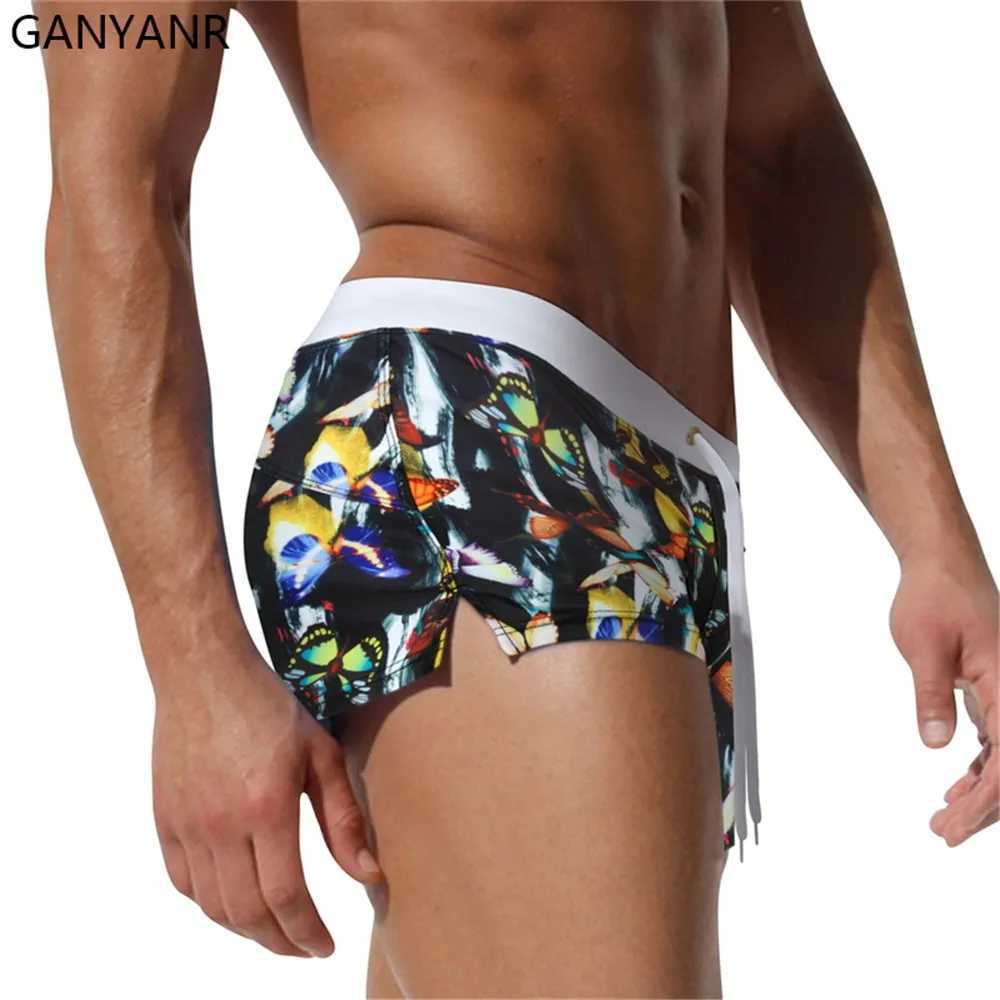 New Arrival GANYANR Men Swim Briefs Swimming Trunks Swimwear beach Shorts Sexy Swimsuit boxer bathing suit surf wear quick dry boardshorts Z260314