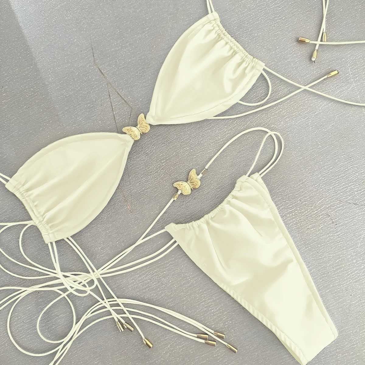Sexy Bikinis Swimsuit For Women Butterfly Swimwear Brazilian Bikini Set Biquini Female Swimuits Bandeau Black Beachwear M250218