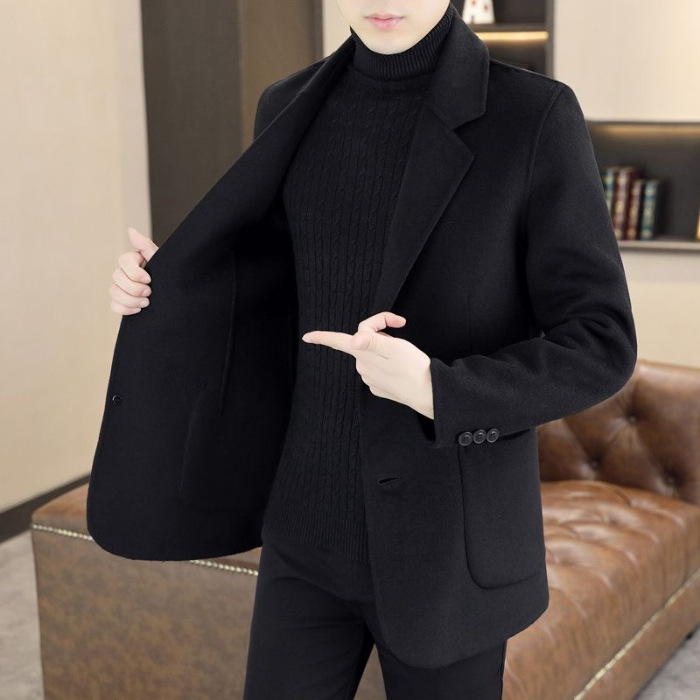 L2181Stylish Men's Woollen Shirt-Jacket - Versatile Business Wear for Cooler Seasons