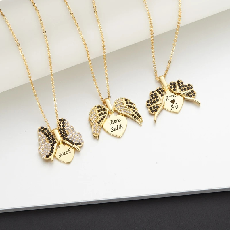 Hiyong Custom Name Necklace Butterfly Personalized Letter Pendant Necklaces Zircon Pendants Custom Necklaces Jewelry Christmas 250214