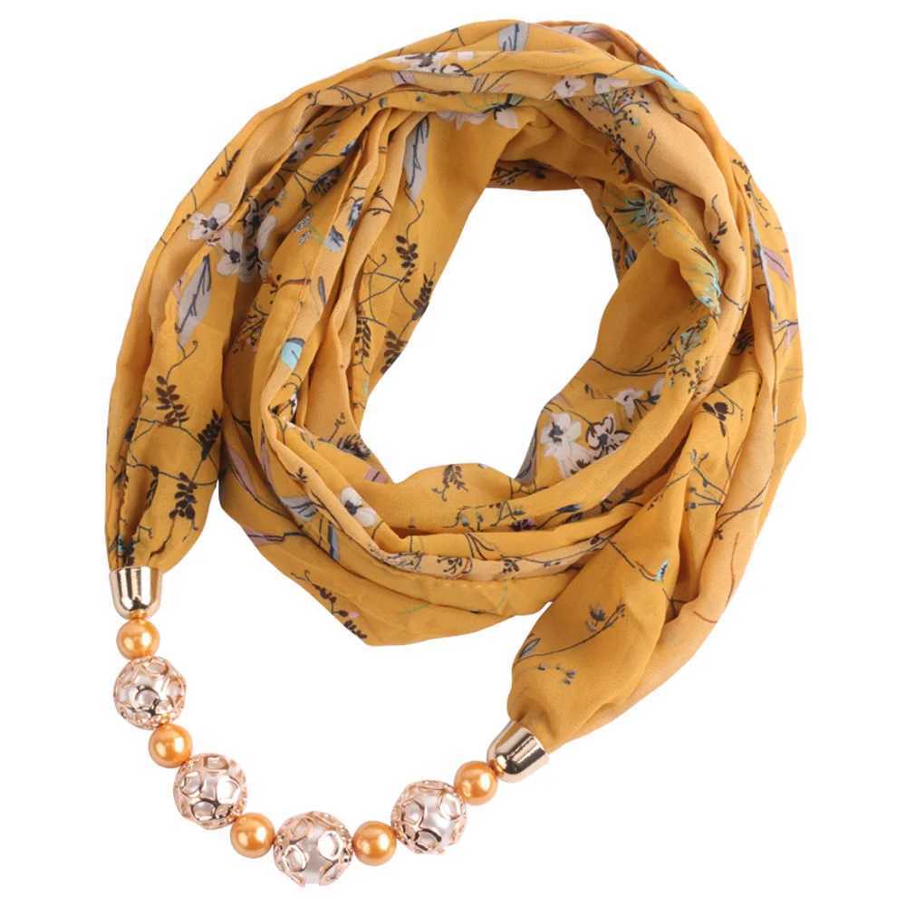 Chiffon scarf necklace jewelry unprinted statement pendant womens bohemian collar Foulard womens accessories headscarf W250218