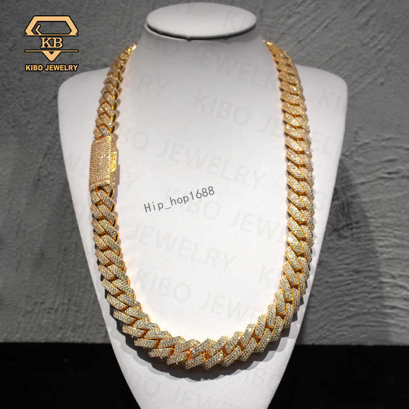 Real Pure 10K 14K Solid Gold Cuban link chain for Mens Hip Hop Iced Out Moissanite Cuban Link Necklace Miami Chains