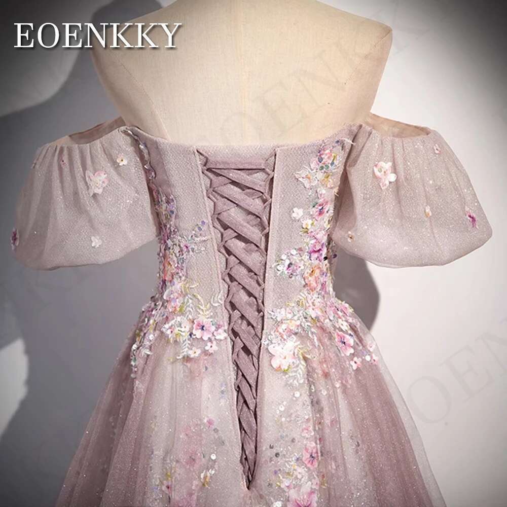 Ral Glitter Print Prom Dress Elegant Beading Off Shoulder Tulle Special Events Ocn Dresses Wers Appliques Shining es