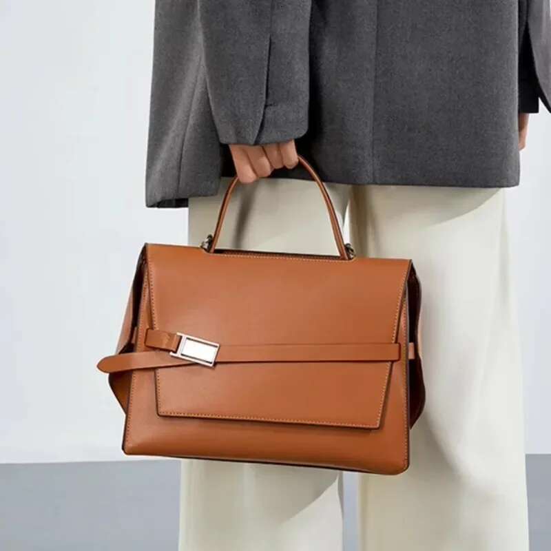 Genuine Leather Designer Handbag 2024 High Quality Large Capacity Commuter Tote Bag Women Original Brands Shoulder Bags