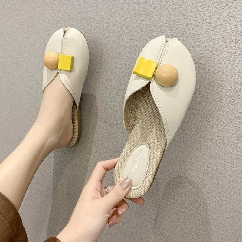 2025 Fashion Flat Beach Slides Summer Slippers Women Shoes Woman Mules Fish Mouth Comfortable Cover Toe Ladies Shoes 250217