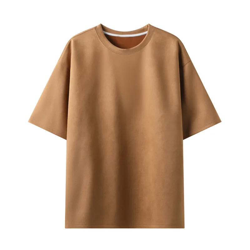 Summer Short-sleeved T-shirt Men Fashion 10-color Casual Suede T Shirt Men Streetwear Loose O-neck Tshirt Mens Top M-3XL 250217