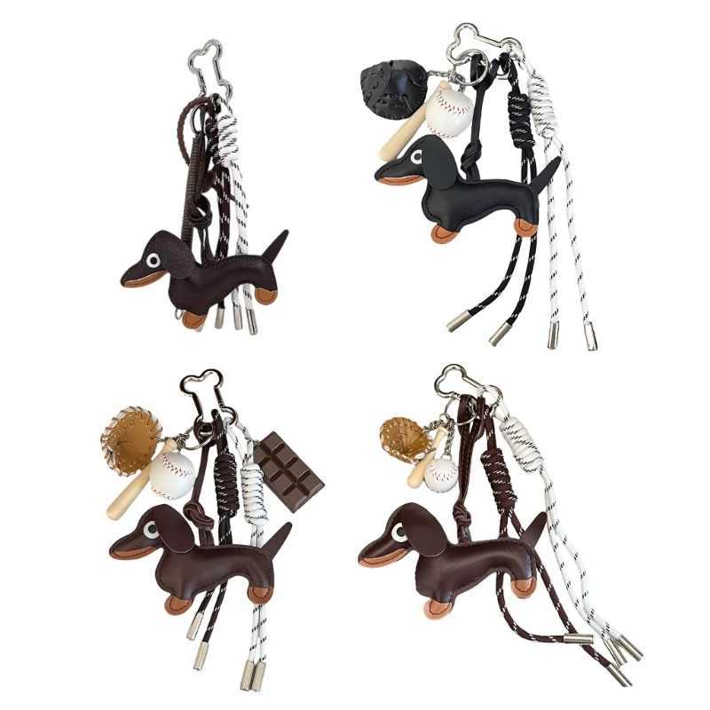 Keychains Lanyards Quirky Unique Styles Dachshund Keychain Charm Pendant rdy PU Materials Accessory for Daily Use Stylish Outfits DropShip H250217
