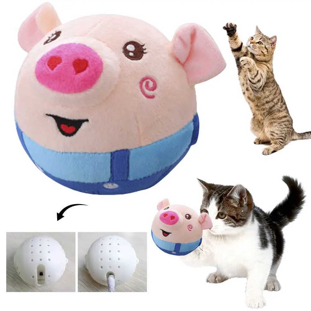 Others Dog Toys Chews Cartoon Pig Interactive Dog Toy Washable Talking Mobile Dog Ball Toy USB Charging Pet Bounce Ball H250217