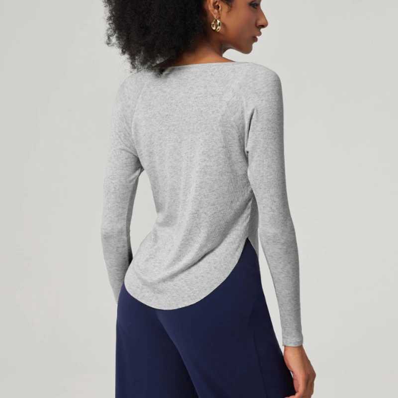 Active Shirts Tees Long Sleeve Shirt Women Solid Color Lightweight Running Top Loose Breathable Quick Dry Gym Blouse Female Sportswear H25218