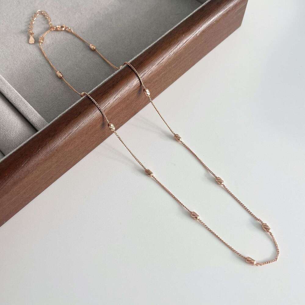 Tichins fashionable car wer diagonal bead necklace S pure sier minimalist style collision color versatile collarbone chain for women