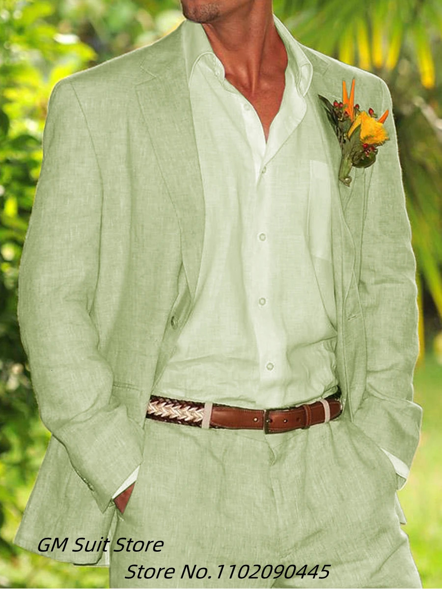 Four Seasons Linen Mens 2-piece Coat Set Elegant Mens Fashion Mens Wedding Dress Mens Wedding Dress Mens Clothing 250214