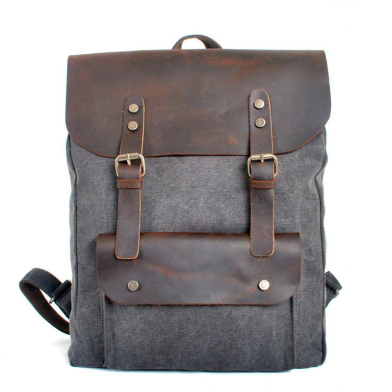 Fashion Backpack Leather Canvas men Women School Bag Bagpack Rucksack male Daypack Knapsack Teenager mochila Hiking 250206