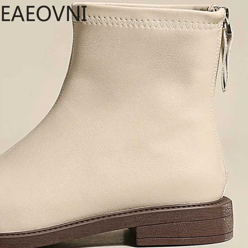 2024 Winter New Women Ankle Boots Fi Soft Leather Ladies Elegant Short Boots Square Low Heel Chelsea ShoesXJ250217