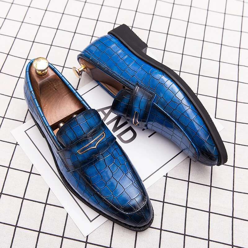 men leather original Italian Classic Blue penny loafer shoes Red Dress Wedding Shoes Men Formal Flats big size 38 48