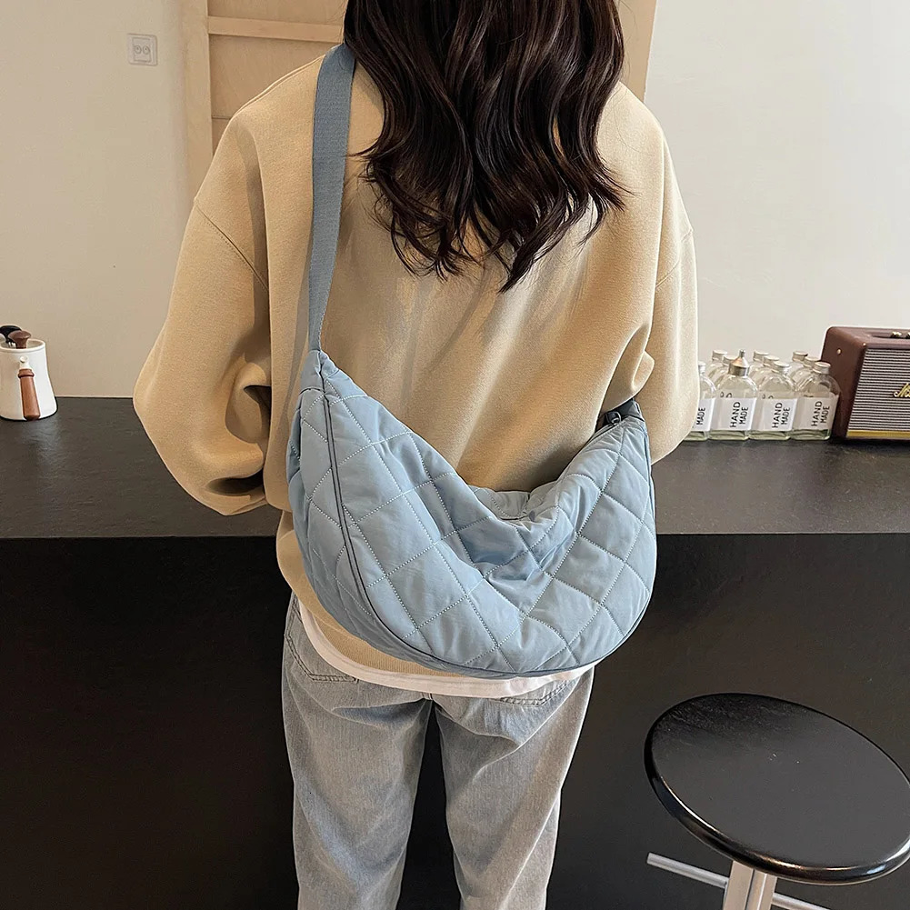Women Simple Dumpling Handbag Diamond Lattice Padding Satchel Bag Adjustable Strap Fashion Quilted Sling Bag Female Commute Bag 250213