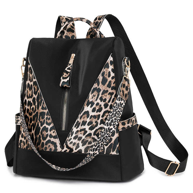 High Beauty Shoulder Bag for Women New Travel Fashion Leopard PU Bag Large Capacity Backpack