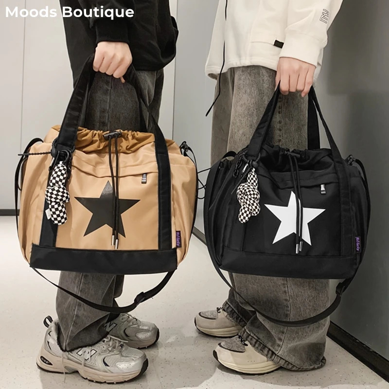 Pentagram Prints Nylon Fabric Crossbody Bags For Women Splash-proof Unisex Handbag Big Capacity Shopper Shoulder Bucket Bag 250213