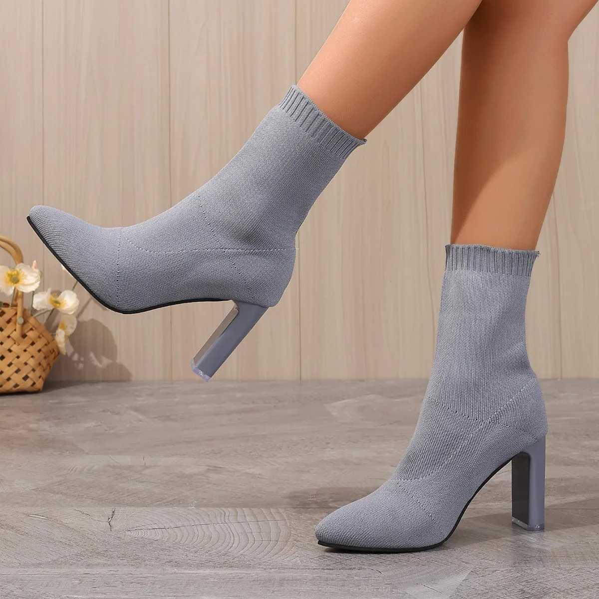 Womens Ankle Boots Girls High-heeled Elegant Fi Socks and Boots Comfortable Plus Size Red OfferXJ250217