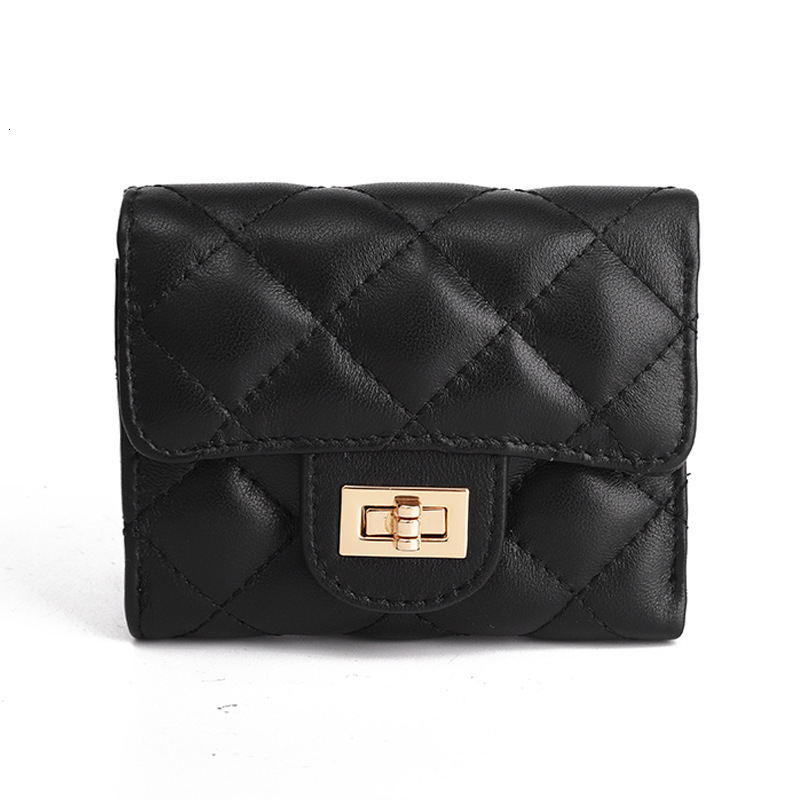 Xiaoxiangfeng women's short coin purse, simple diamond grid large capacity sheepskin wallet, real pickup bag #swissmilitary