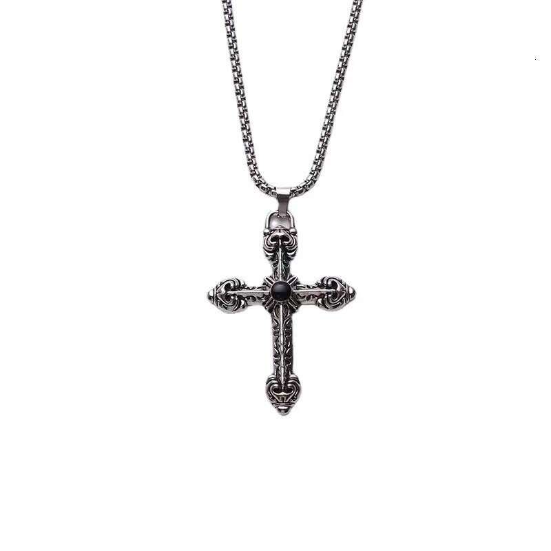 Cross Necklace Simple Titanium Steel Hip Hop Personality Student Trendy Men's and Women's Pendant Sweater Chain