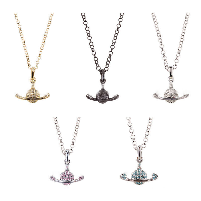 Designer Planet Pendant Necklaces 2025 New Beaded Saturn Curved Necklace Pearls Diamond Tennis Necklace for Woman Silver Chains Vintage