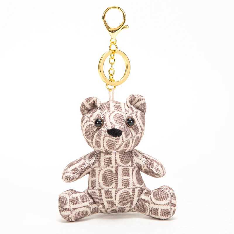 Keychains Lanyards Cute bear doll retro style luggage accessories fashionable classic pendant keychain H250217