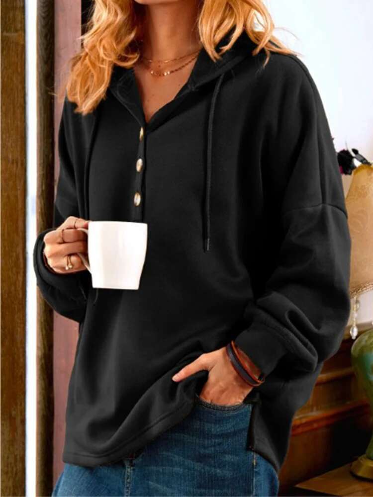 2024 New Fashion Autumn/Winter Women's Hoodie Short Casual Solid Cotton Temperament Commuter Sports Warm Sweater