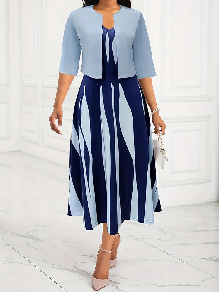 Lady Elegant Maxi Dress Short Sleeve Coat Tank Sleeveless Slim Set Fashion Women plus size Clothing 2Pieces Suit 250214