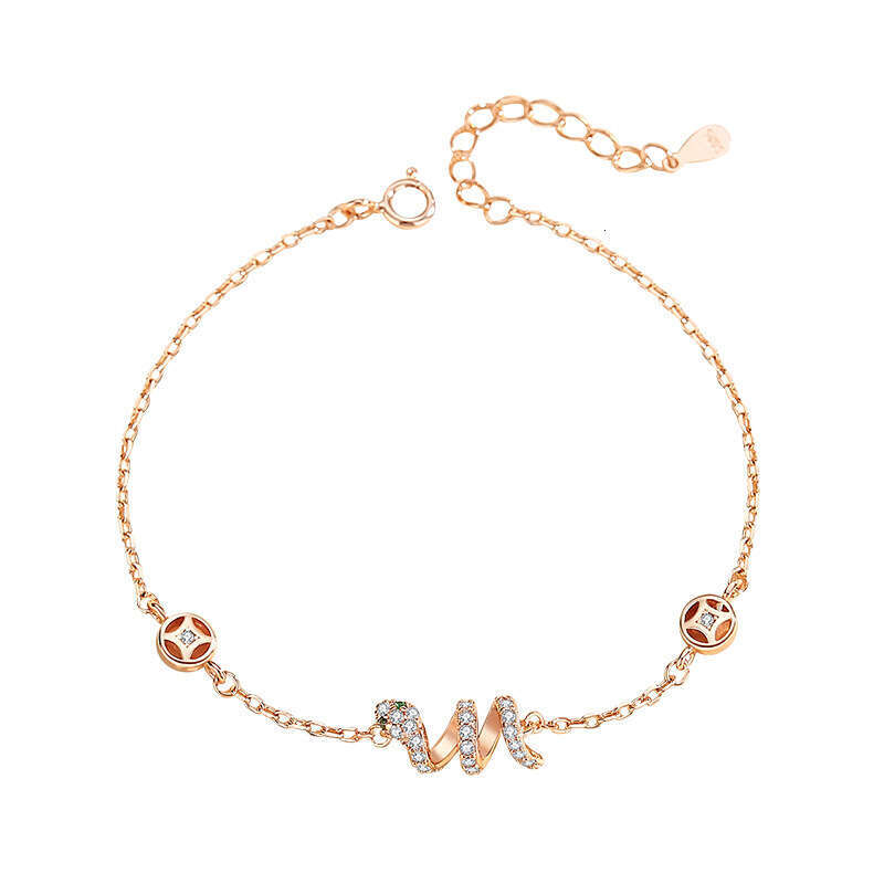 Tiqi New Chinese Spirit Surrounding Bracelet for Women S Pure Sier Sparkg Zirconia Coins Zodiac Snake Handpiece Trendy