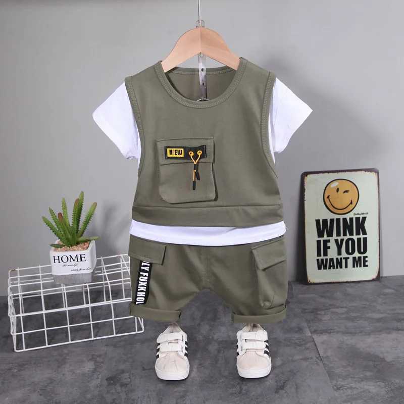 New summer baby boys clothing childrens casual T-shirt shorts 2 pieces/set childrens girls clothing sports clothing childrens track and field clothing