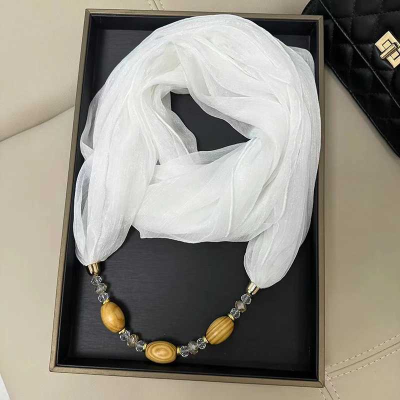 Fashion Polyester Solid Collar Scarf Gorgeous Beads Pendants Jewelry Necklace Jewelry Ring Scarf Islamic Ethnic Shl Scarves W250218