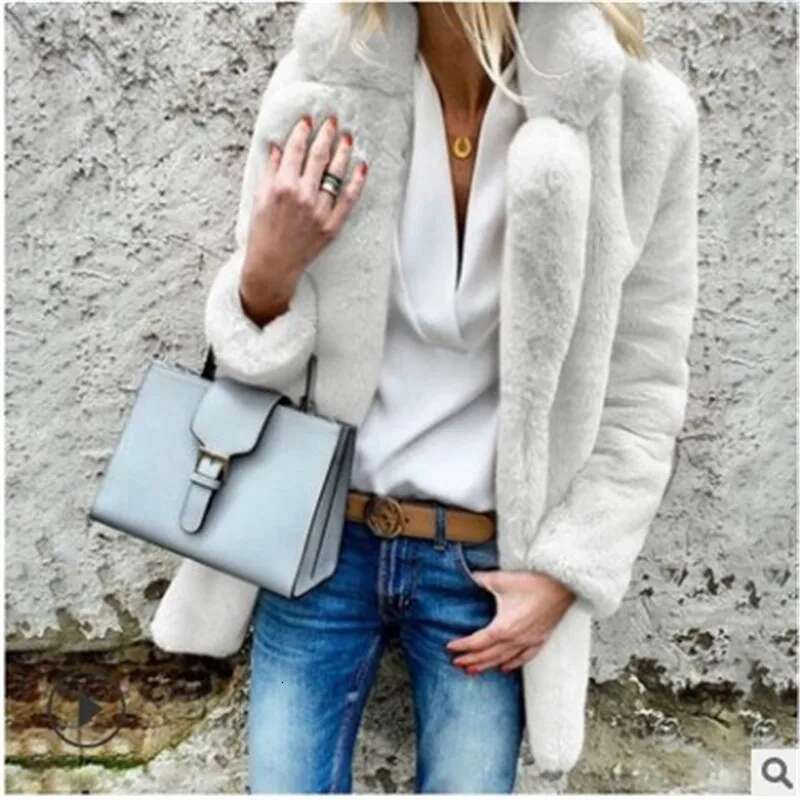 2025 Autumn/Winter New Solid Color Long-Sleeved Lapel Women's Fleece Women Fluffy Jacket Lady Winter Coat