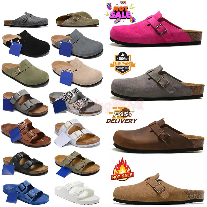 Designer Clogs Sandals Women Men Clog Slippers Mules Cork Flat Soft Fluffy Fashion Suede Taupe Summer Leather Black Blue Grey Slide Beach Casual Shoes Size 35-45