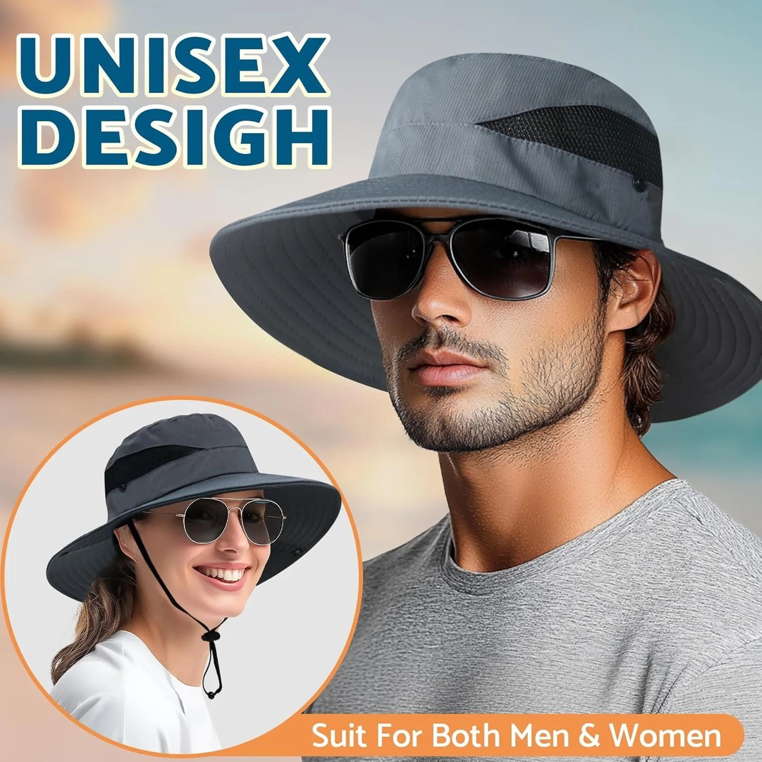 Sun Bucket Hat male and female 3 wide brimmed UPF 50 bucket fishing and beach hat 250218