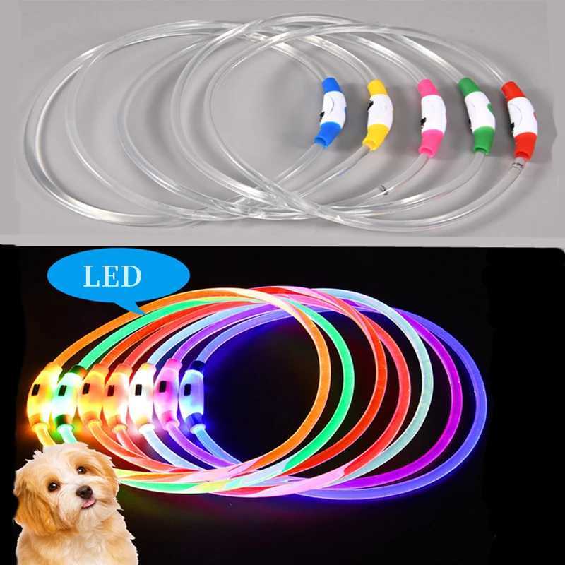 Dog Harnesses Luminous Dog Collar Light Charge Cat Necklace Led Fashion Flashing DIY Glowing Safety Collar for Dogs Nighttime Pet Accessory H250217
