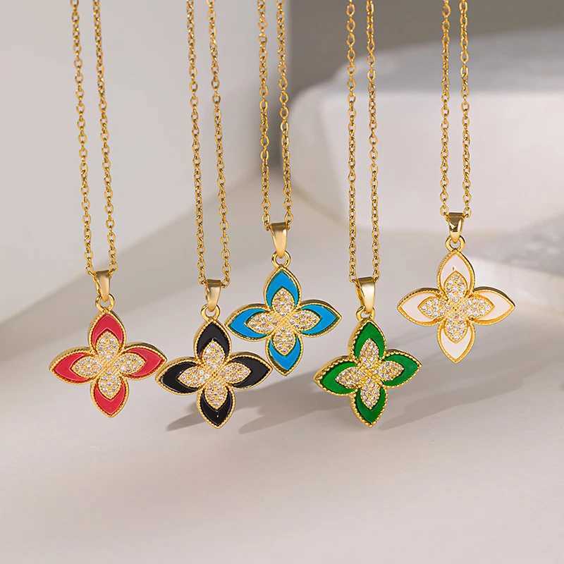 Pendant Necklaces Simple Temperament Lucky Clover Necklace For Women Girls Sweet Versatile Four Leaf Flower Clavicle Chain Jewelry Accessories H250217