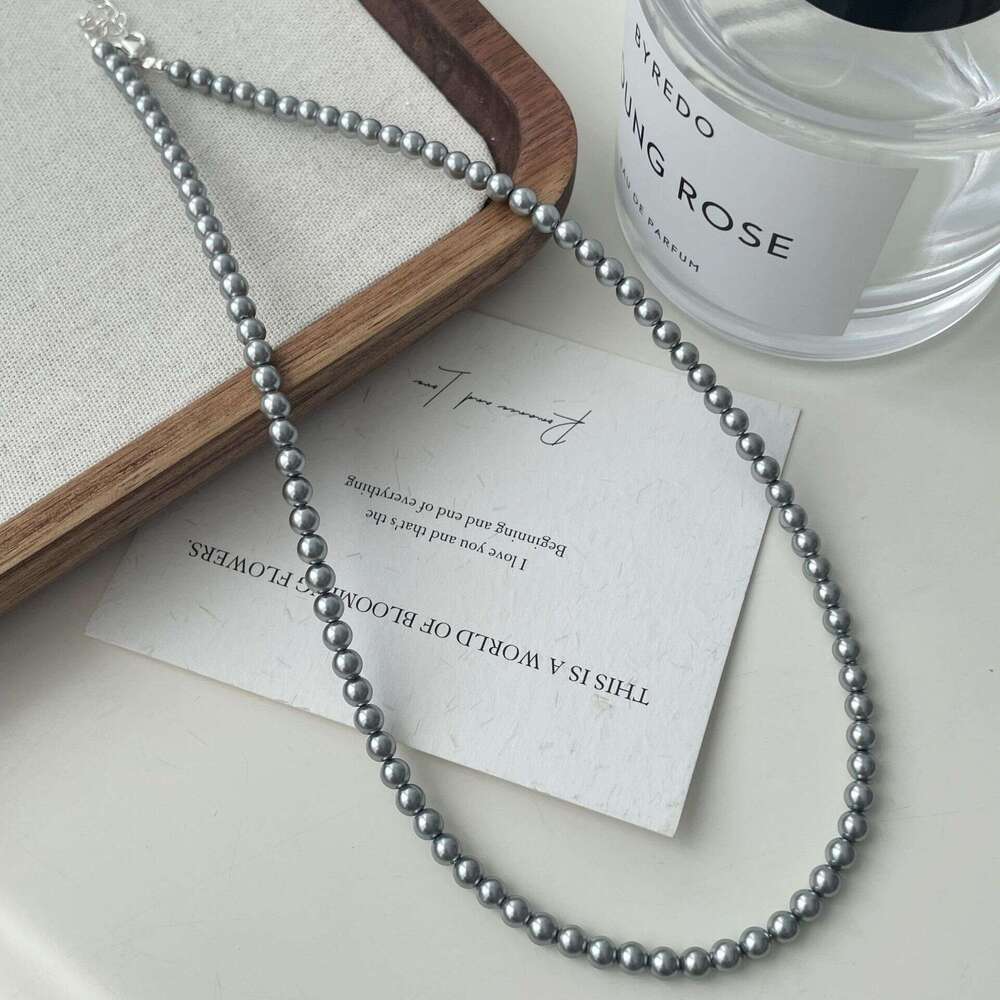 Ticcins blogger Fever's same round Shijia pearl necklace, female simulation multiple en gray beaded collarbone chain