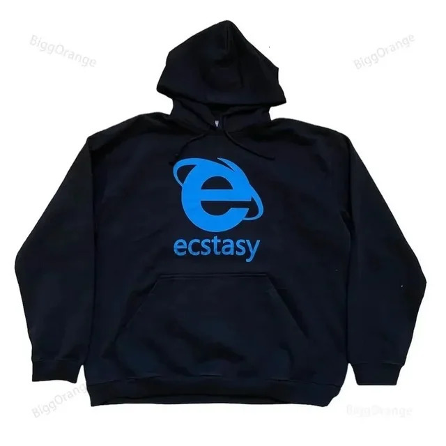 Mens Street Wear Autumn_Winter Ecstasy Letter Pattern Printed Hoodie Womens Y2K Style Harajuku Sports Hip Hop Hoodie Style 250217 - view 4