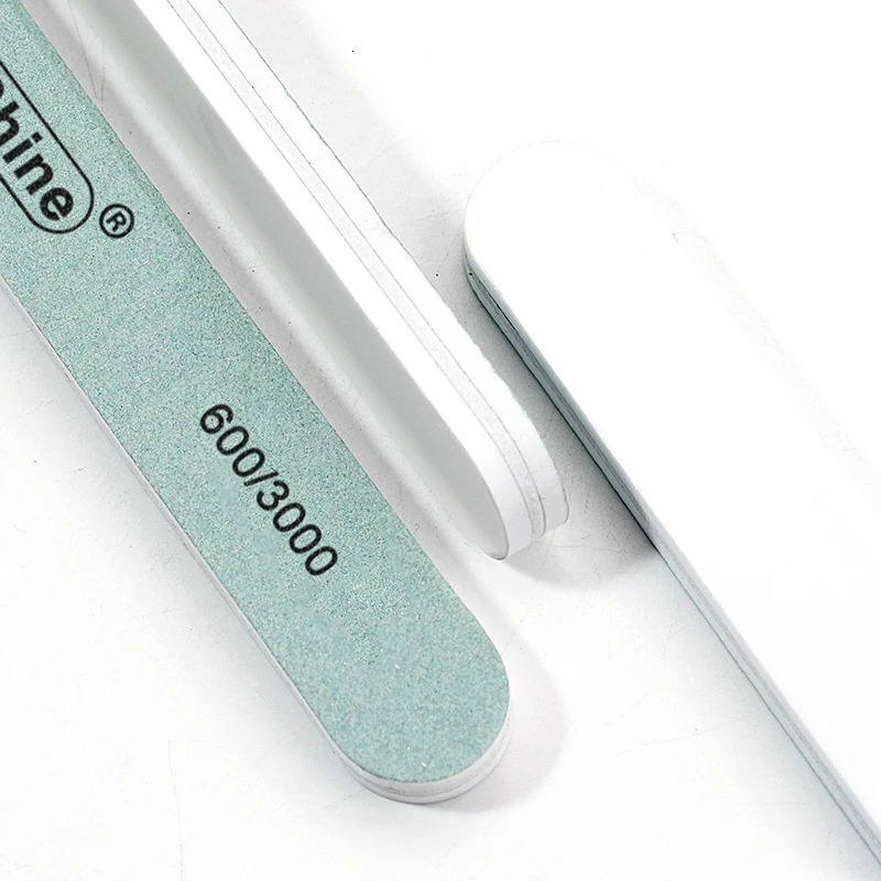 50/100Pcs Green White Nail Buffer File 600/3000 Straight Polishing Strip Nail Art Sanding Buffing Manicure Accessories And Tools 250214