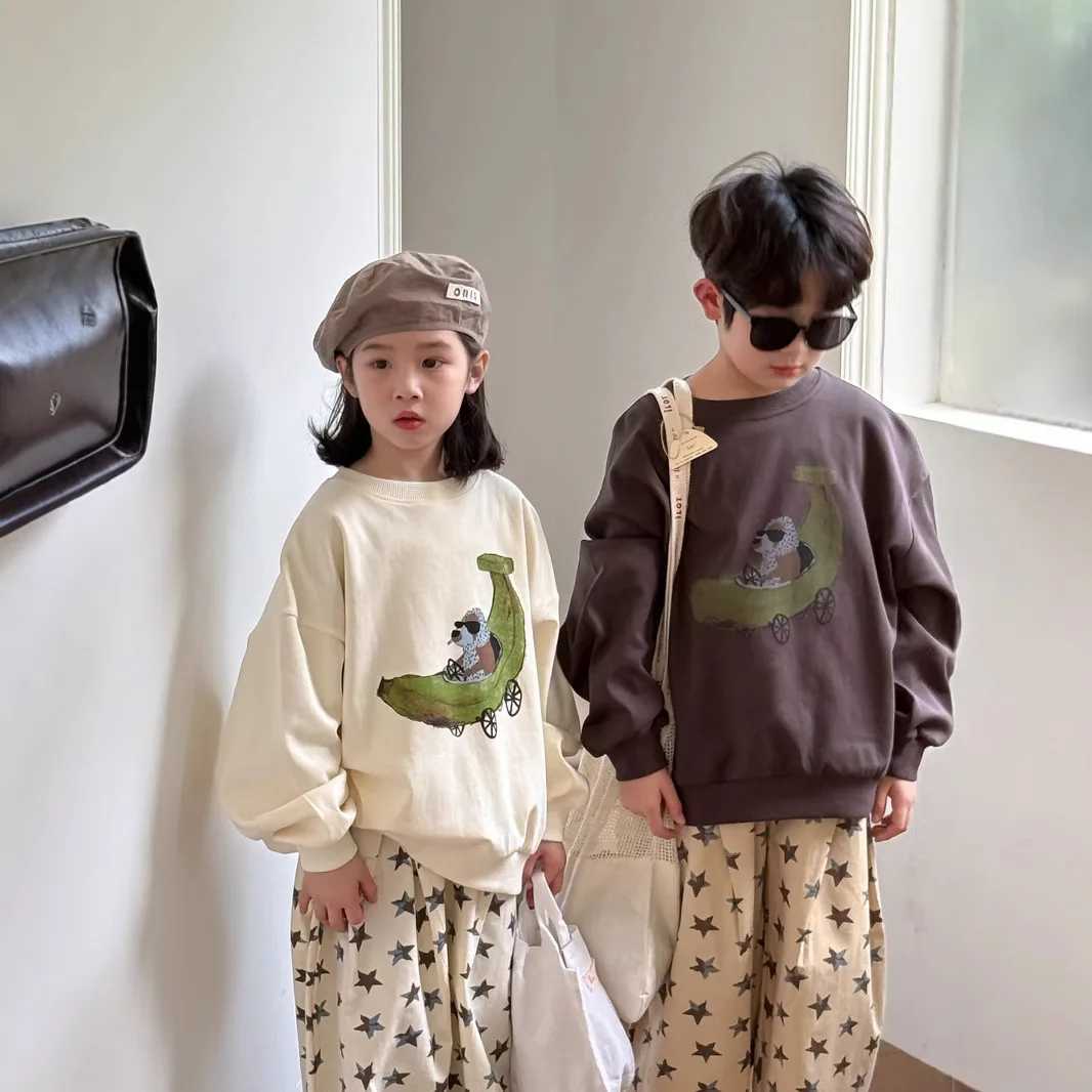 New Spring Infant Baby Girl Two-piece Clothes Set Cotton With Pattern Sweatshirt Outfit Star Print Straight Pant Kid Girl Suit W250218