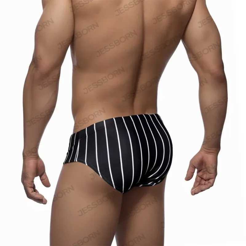Fashionable mens outerwear swimsuit sexy low waist swimsuit breathable quick drying surfing dry black striped beach shorts M250218