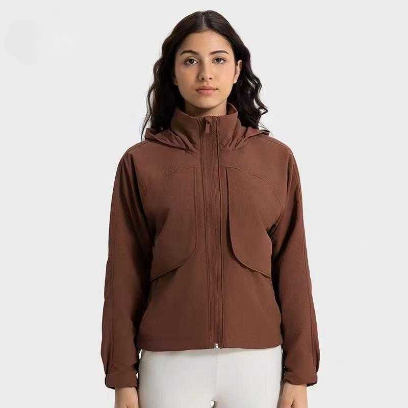2025--New woven wind and rainproof versatile Hooded jacket Women's zipper breathable jacket