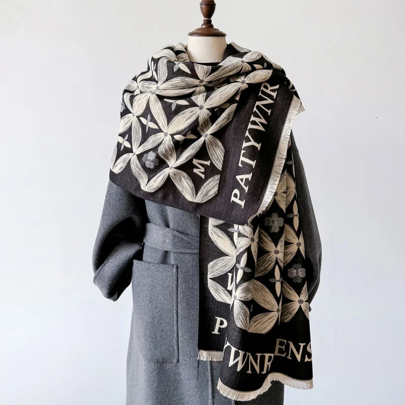 Letters Flowers Fashion Scarf Womens Dual Use Air Conditioning Shawl Student Scarf Thickened Soft Windproof Keep Warm Scarf 250213
