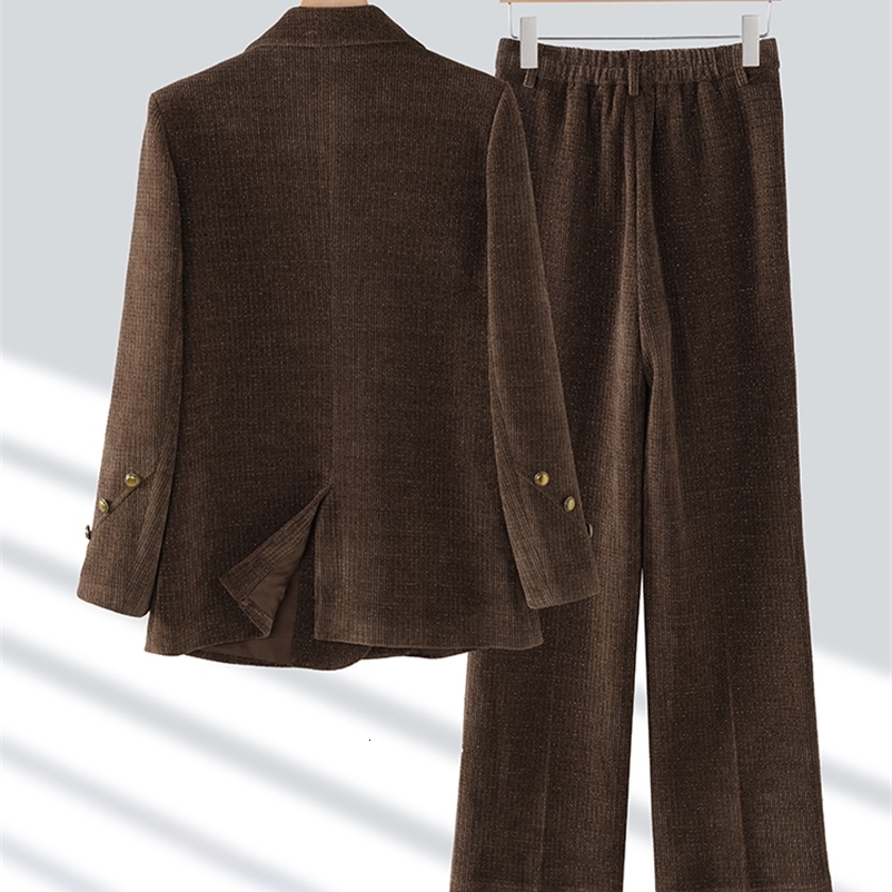 Winter Pink Coffee Black Pant Suit Women Female Business Work Wear Jacket Blazer and Trouser Formal 2 Piece Set 250206