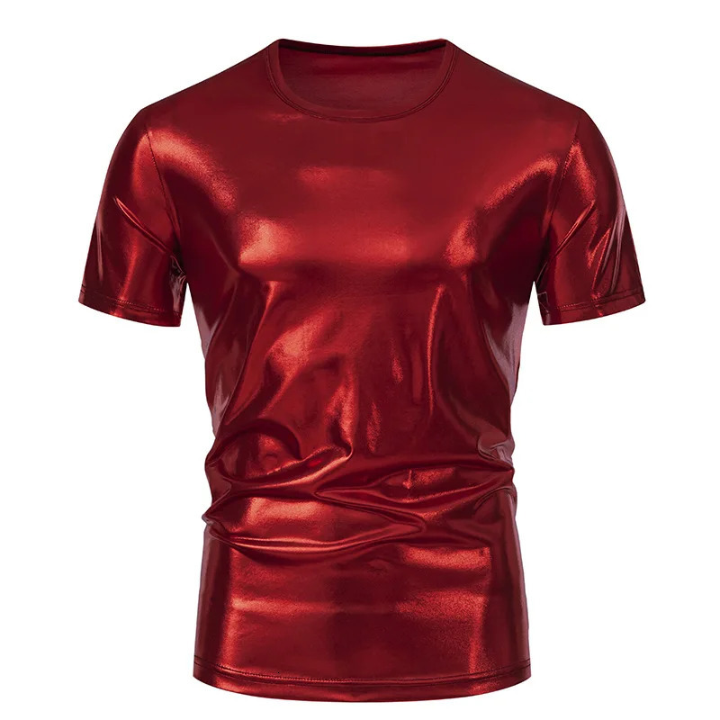 Mens Summer T-shirts Short Sleeve Stage Shiny Men Tees Shirts O Neck Male T shirt Solid Colour Shirt Casual Man Tshirts T20 250217