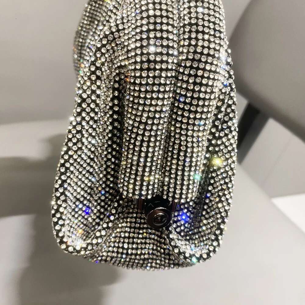 Shiny Handle Rhies Handmade Evening Clutch Bags New Folds Purses And Handbags Designer Wedding Party High Quality